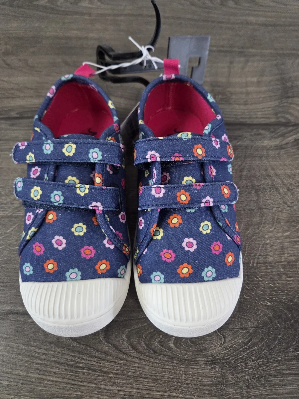 Girls Navy Floral Velcro Shoes Size 11 NWT